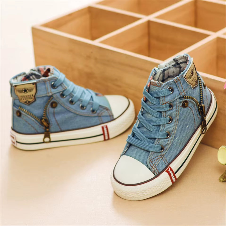 2025 Canvas Children Shoes Sport Breathable Boys Sneakers Brand Kids Shoes for Girls Jeans Denim Casual Child Flat Boots