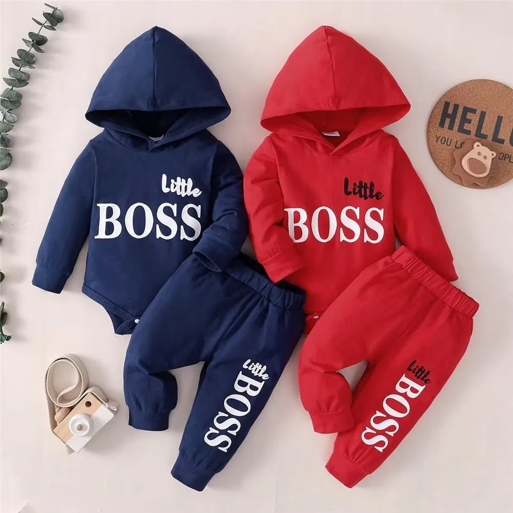 Long Sleeve Hoodie Romper+Pants Toddler Boy Cute